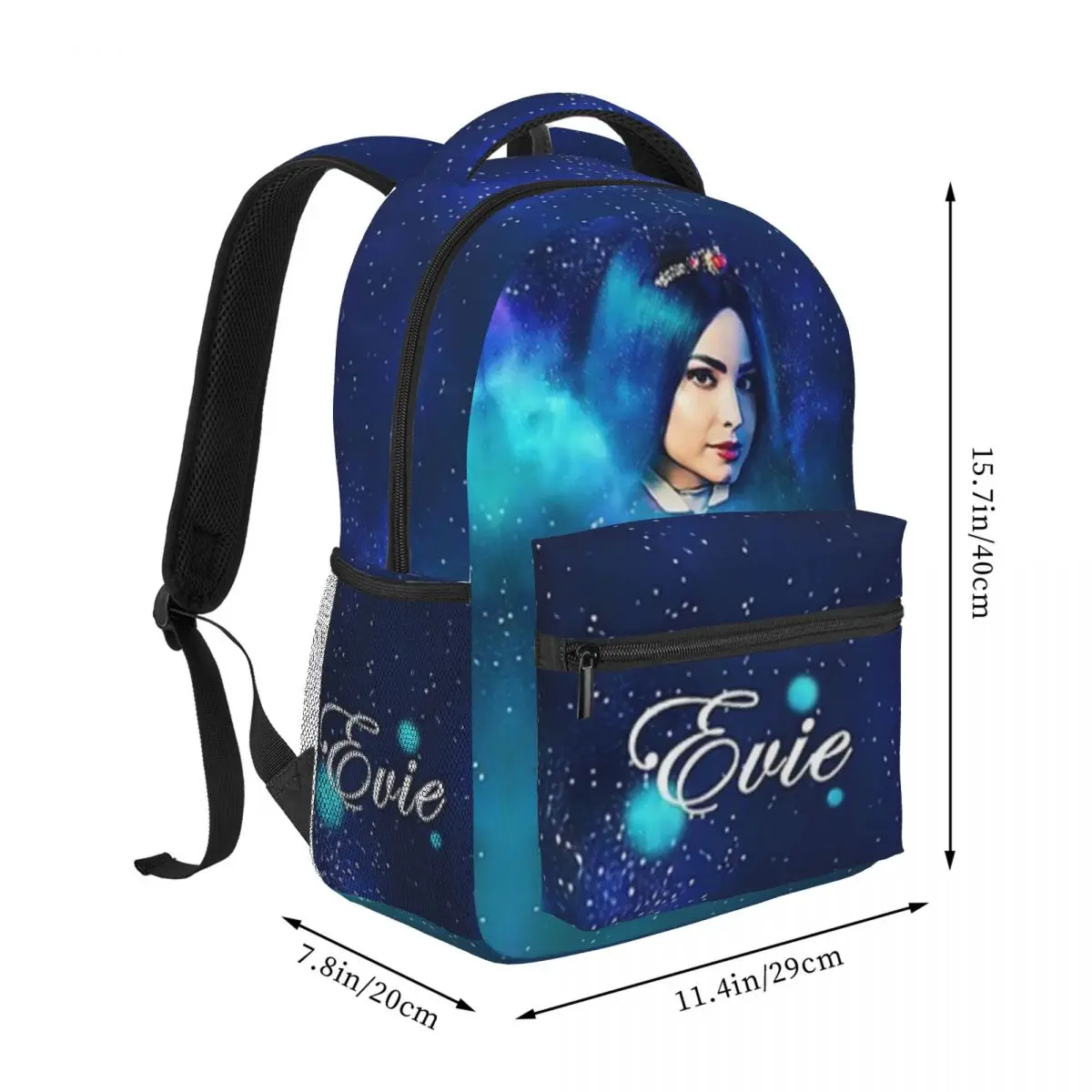 Evie Blue Princess - Descendants 3 Backpack for Men Women Fashion High School Hiking Travel Daypack College Shoulder Bag 16in