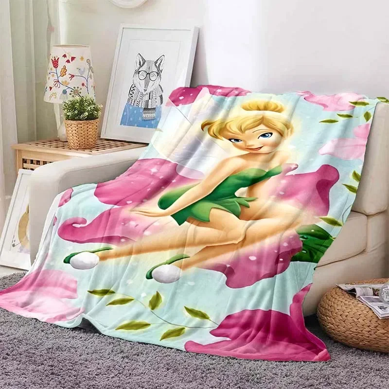 Tinkerbell Warm Soft  Blanket Fluffy Children and Adults Sofa Plush Bedspread Throw Cartoon Blanket for Sofa Bed