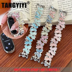 Luxury Butterfly Exotic Metal Strap For Xiaomi Mi Band 10 9 8 Pro 7 Miband 8 9 6 5 Wristband Fashion Vintage Elastic Bracelet
