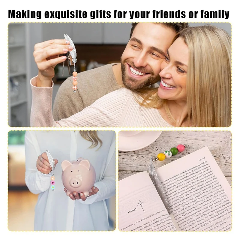 ที่คั่นหนังสือประดับด้วยลูกปัดแบบทำมือ30ชิ้นแถบเปล่าพร้อมจี้ขนนกที่ใส่หน้าลูกปัดชุดงานหัตถกรรมที่คั่นหนังสือสำหรับคนรักหนังสือ