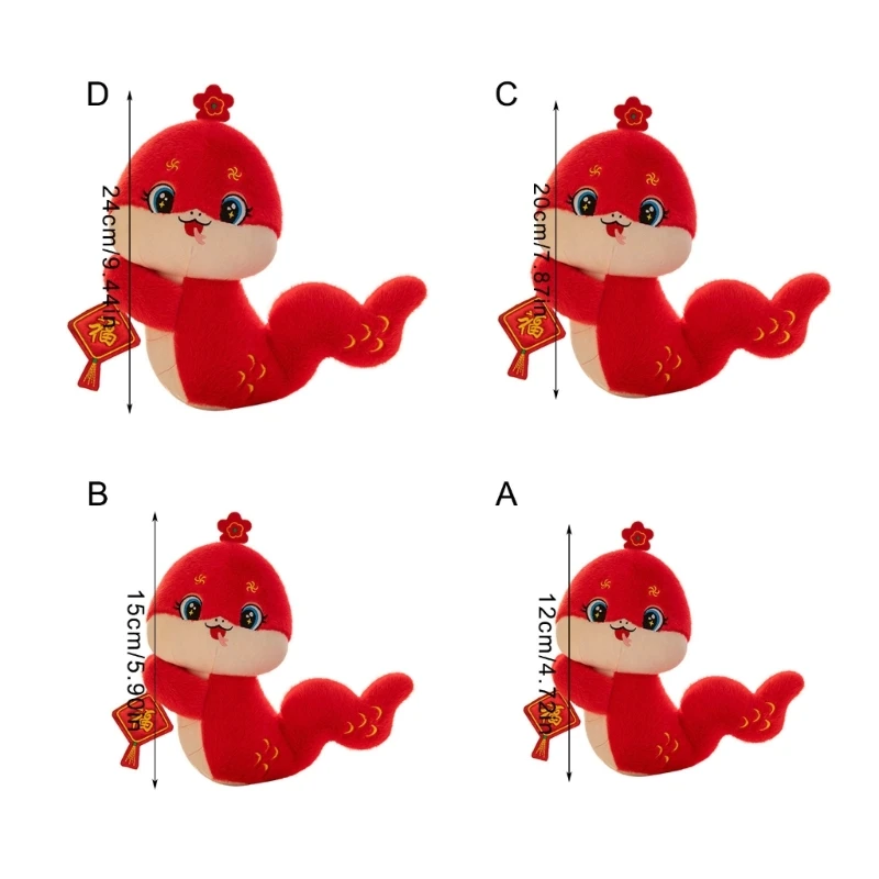 2025 Chinesische Tierkreiszeichen Schlange Schlüsselanhänger Charm Plüschanhänger für Glück und Reichtum