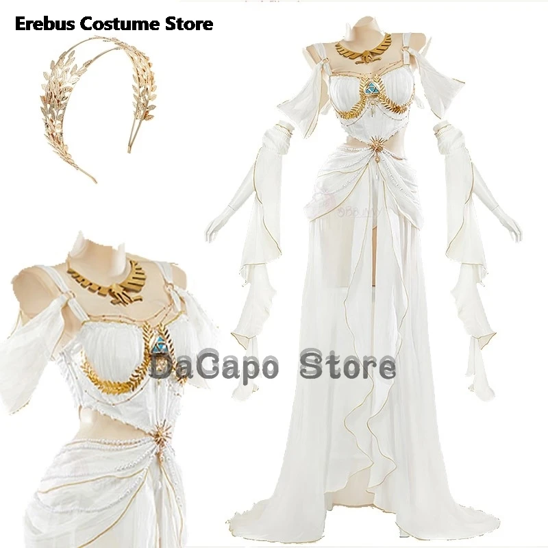 

Белое длинное платье богини, костюм священницы, наряды для косплея, танцовщица, косплей, женская одежда, Греция, классическая мифологическая одежда