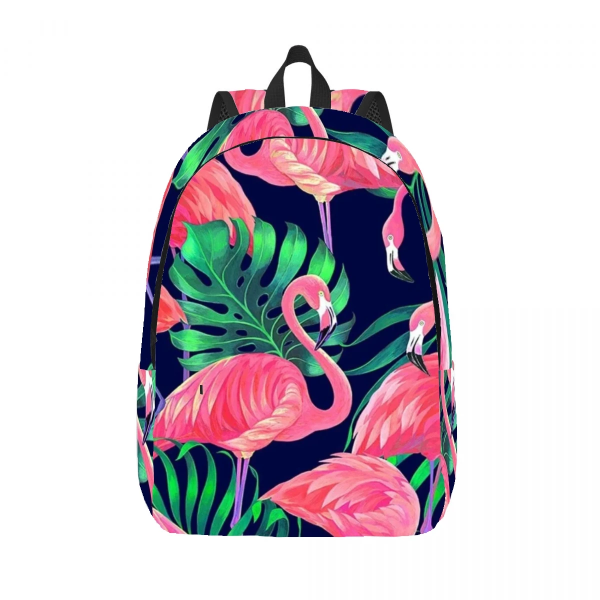 Tas punggung Laptop pria dan wanita, ransel Laptop ringan kasual Flamingo Pink untuk berpergian luar ruangan kanvas