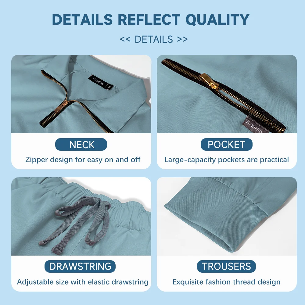 Wholesale Fashion Suit Hospital Doctor Nurse Working Uniform Solid Color Unisex Surgical Scrub Set For Women Joggers