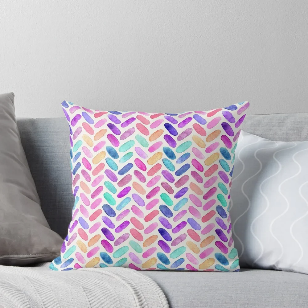 

Rainbow Herringbone Watercolor Oblongs Throw Pillow Covers For Sofas Sofa Cover pillow