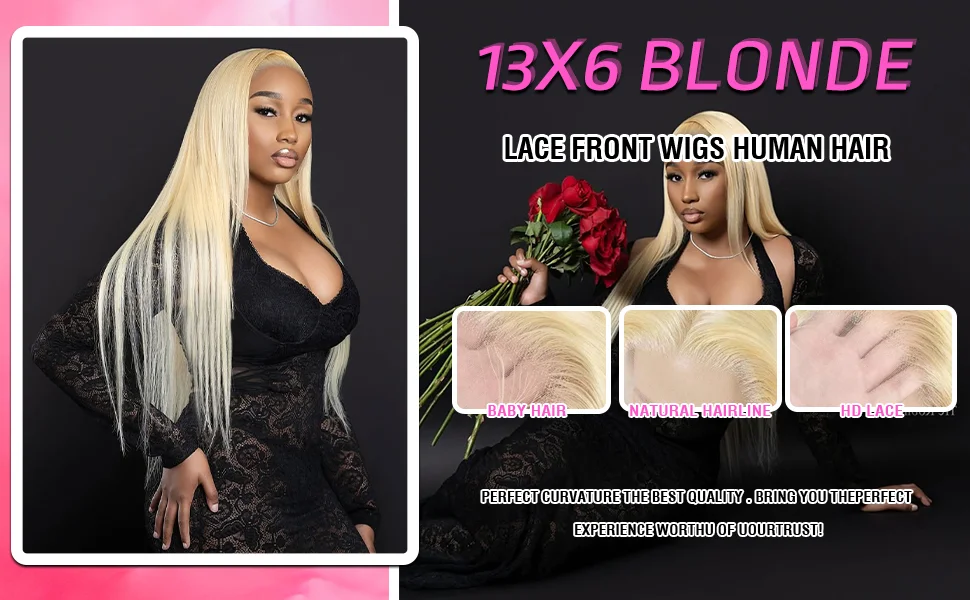 HD Transparent Honey Blonde Wig 30 40 Inch Colored 613 Lace Frontal Wig