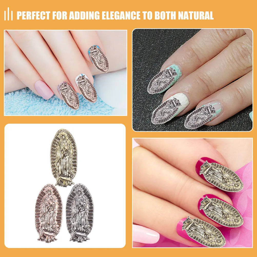 40Pcs Embossed Nail Art Charms Virgin Mary Nail Gems Decorations Small Cute Manicure Decor for Women Nails Mary Charms