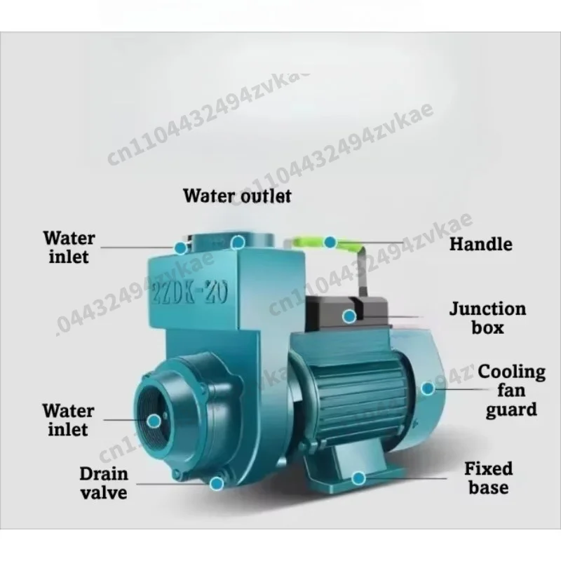 220V Self Priming Pump Household Large Flow Clean Water Agricultural Manure Sewage Septic Tank Booster Centrifugal System