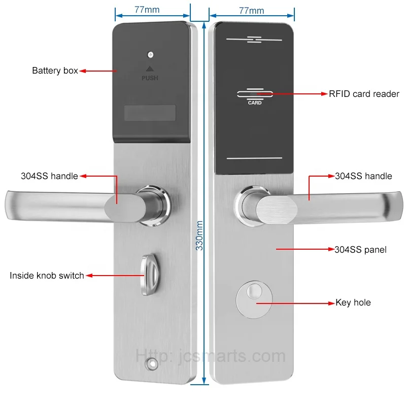 Cerradura de puerta de seguridad de acero inoxidable 304SUS, tarjeta de Hotel, nueva llegada