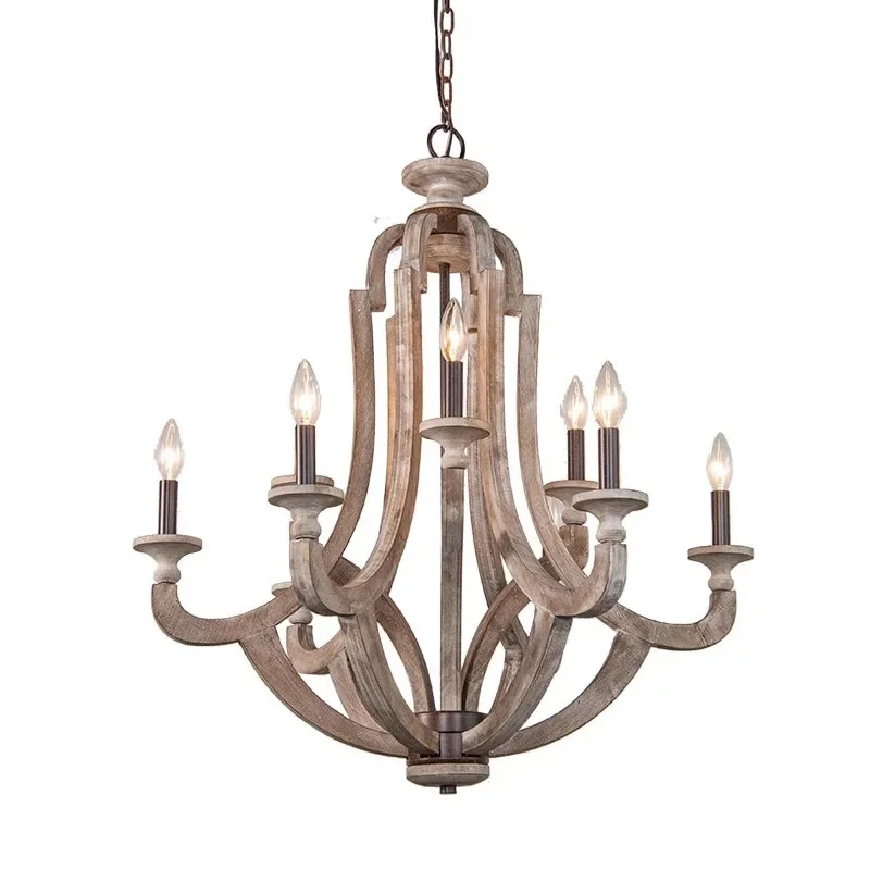 American retro living room chandelier villa designer duplex staircase long chandelier simple medieval