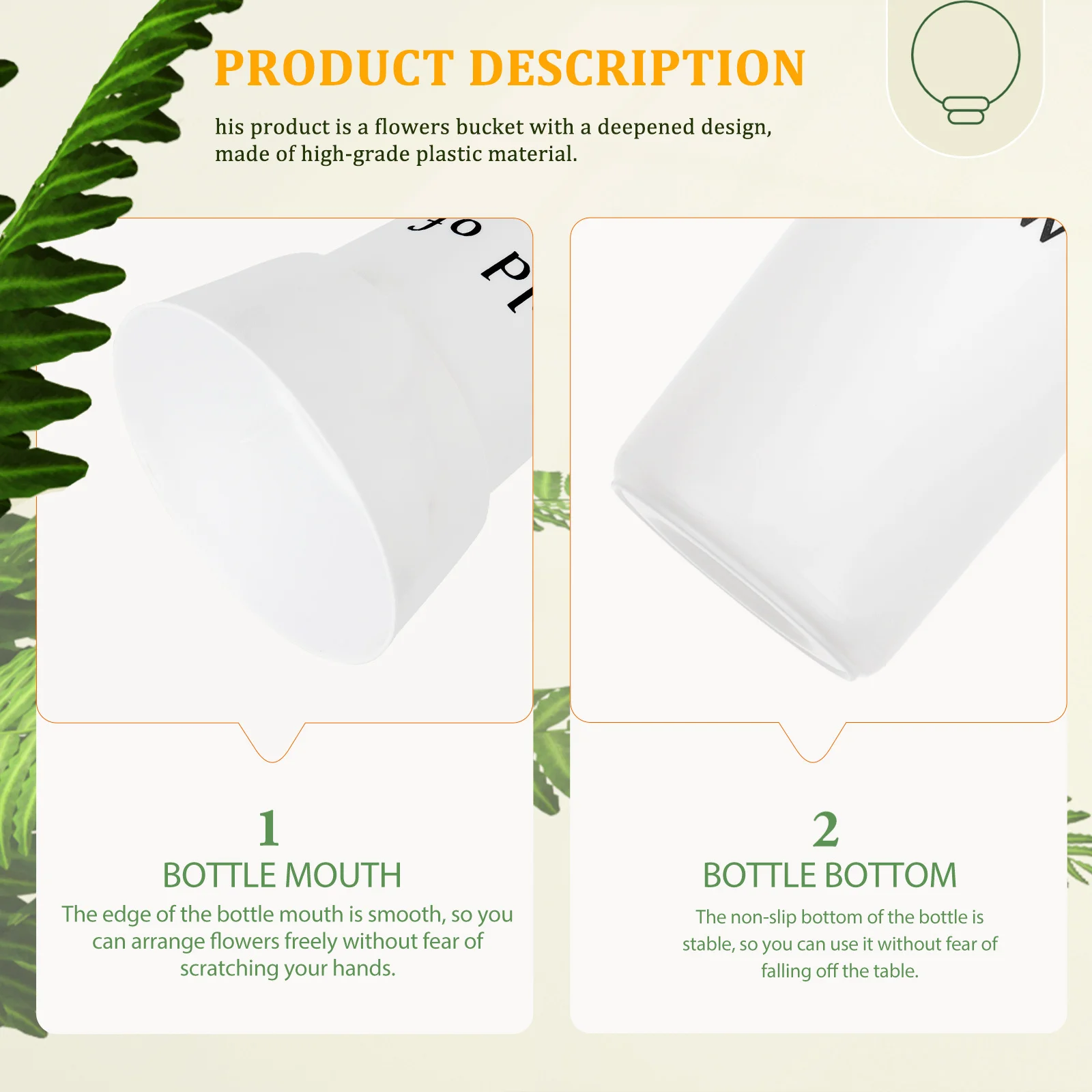 Plastic Wake Flower Bucket Design High Capacity Flower Arrangement Container for Home Office Hotel Decor Use