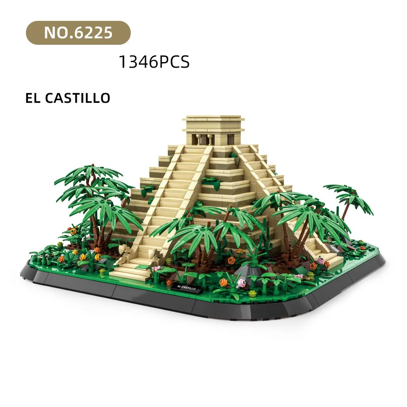 Arquitetura histórica do patrimônio cultural mundial tijolo méxico el castillo bloco de construção criativo pirâmide maia brinquedos educativos