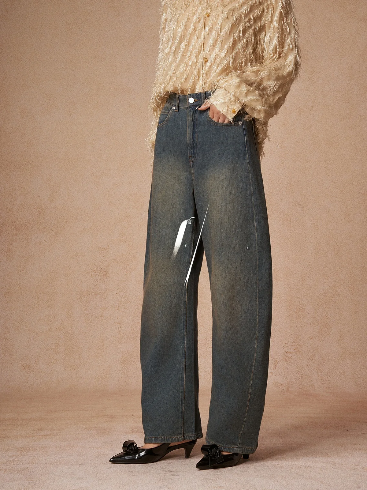 

Женские винтажные брюки-палаццо с высокой талией из 100% хлопка SailingLUO24, осенняя новинка, свободный крой