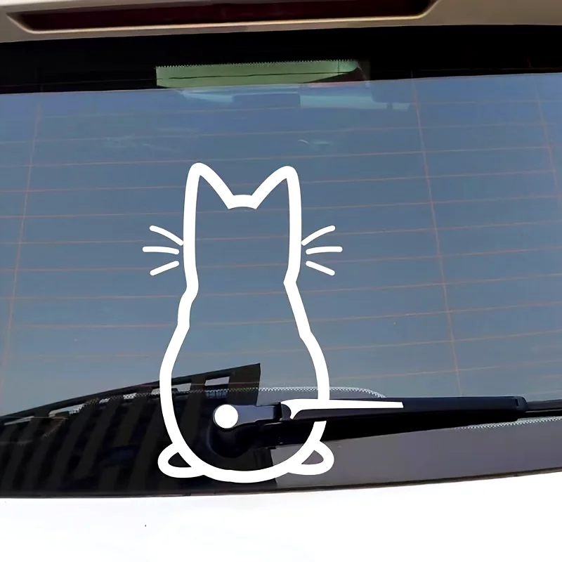 

1pc Adorable Cat Rain Wiper Personality Sticker for Home Toilet Door, Window, Indoor Outdoor Electric Vehicle Car Decal