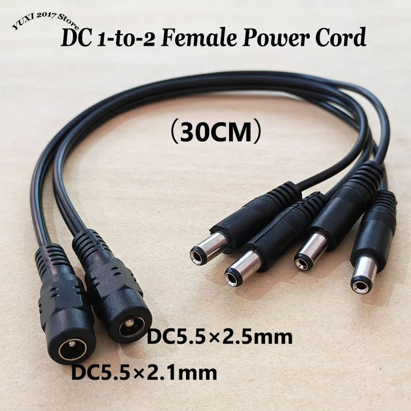 2-Wege-DC-Stromverteilerkabel 5.5x2.1/2.5 Buchse auf Stecker Verlängerungskabel für CCTV-Kamera, Router, LED-Licht, Stromadapter 30cm