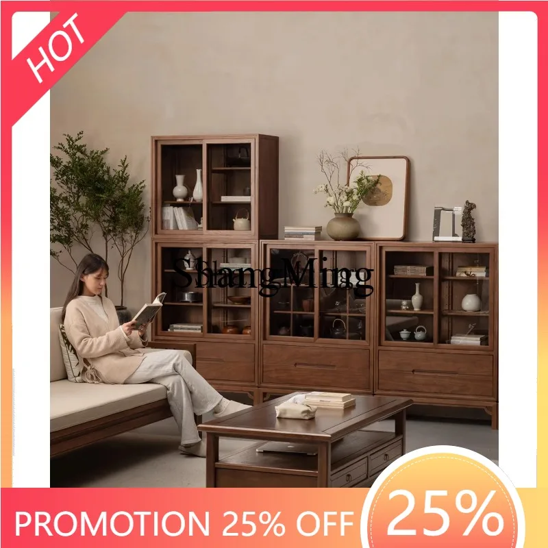 

CL wood display cabinet floor-to-ceiling multi-layer storage locker with glass household