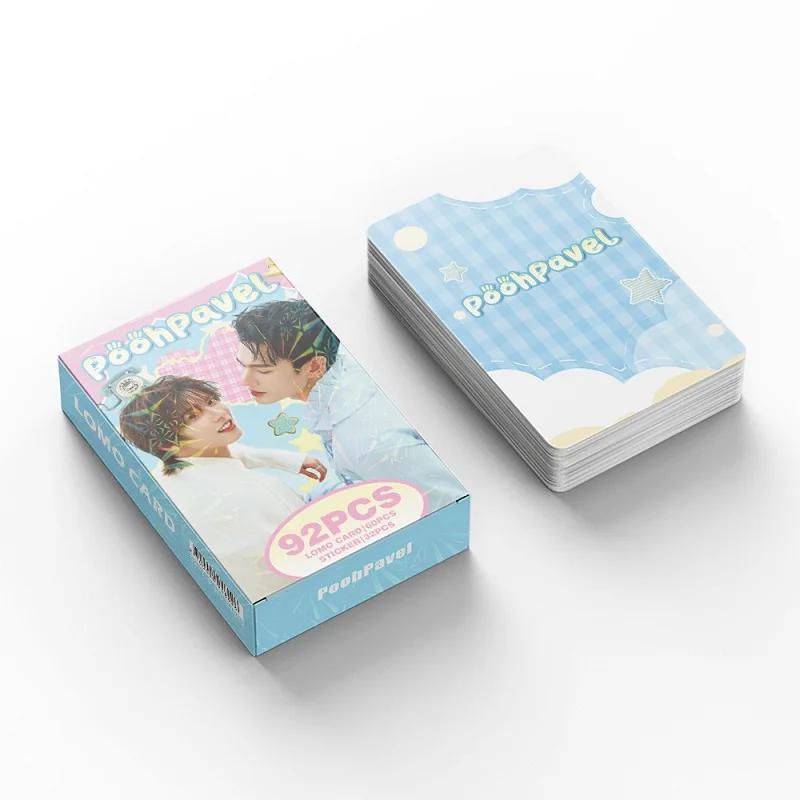 PoohPavel Lomo Cards Set 60Pcs Photocards & 32Pcs Stickers Thai Drama Star Mini Postcards Fans Collectible Gift