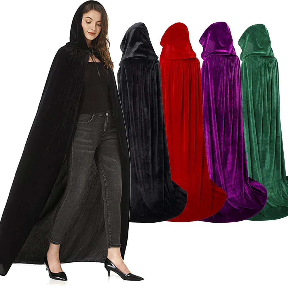 

Halloween Velvet Cape Cloak Solid Color Soft and Comfortable Flannel Long Cape Halloween Party Stage Costume Cosplay Props