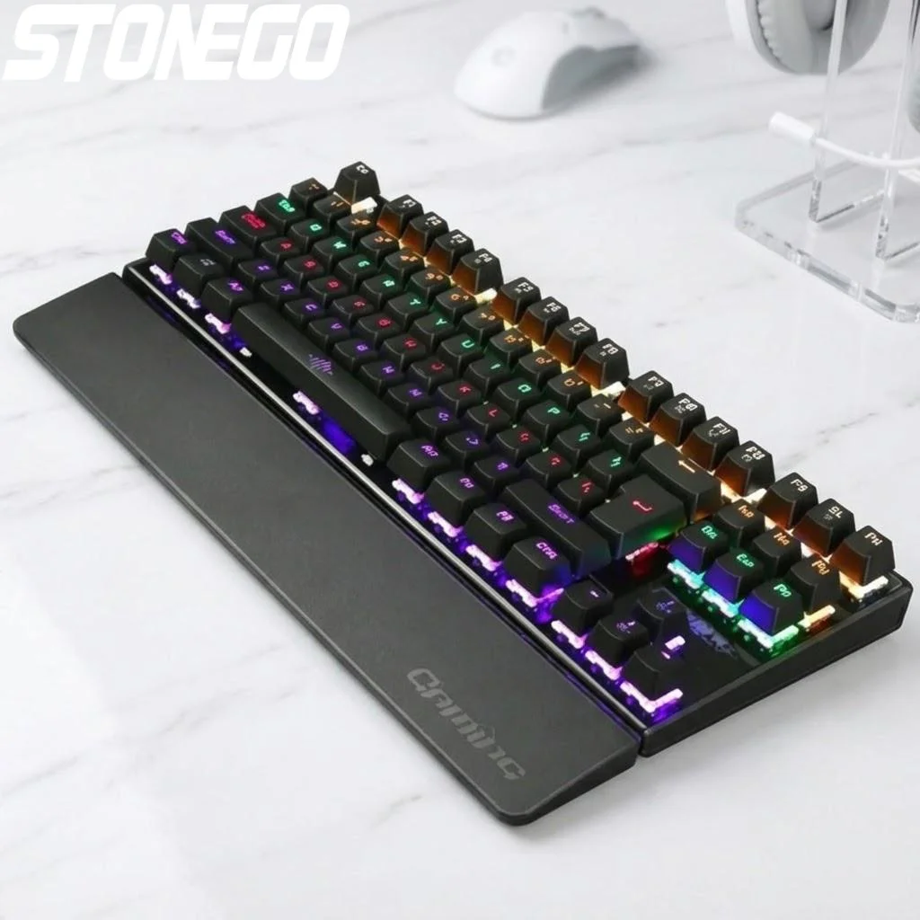 

Backlit Mechanical Gaming Keyboard 26 Keys Anti Ghosting USB Wired Colorful LED Illuminated Gamer Keyboard