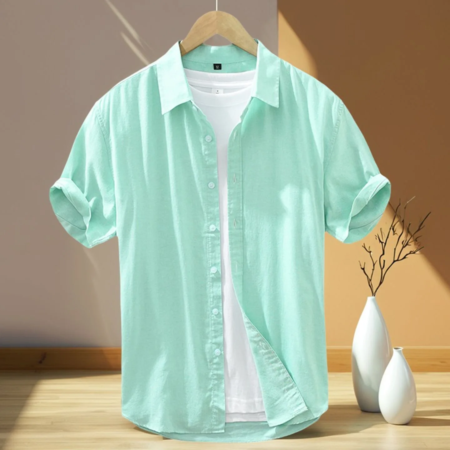 

New 2025 Heavyweight Retro Cotton Linen Men's Casual Short Sleeve Shirt Loose Versatile Fashionable Brand Spring Summer Shirt