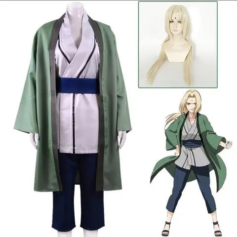 Tsunade Cosplay Costume Japanese Anime Cartoon Girls Women Kimono Halloween Carnival Suit Tsunade Wigs Anime Blonde Long Hairs