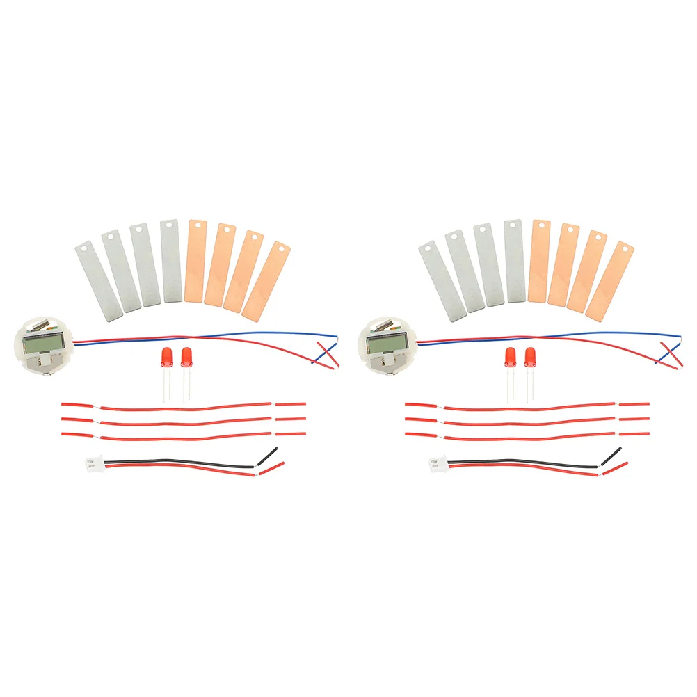 2 conjuntos de instrumentos de experimento de frutas, baterias infantis, eletroímã, relógio de batata de metal, kit de fabricação