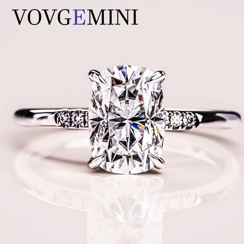 

VOVGEMINI Engagement Ring Moissanite Diamond Wedding Ring 3ct 10x7mm Cushion Brilliant Cut 14k Real Gold Accessories For Women