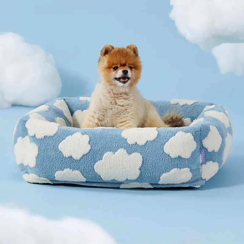 

Cloud kennel cotton lint jacquard thickened warm cat kennel comfortable soft pet kennel dog cushion square cross