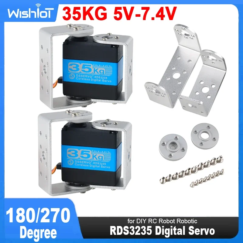 RDS3235 Digital Servo 35KG Coreless Motor High Torque Metal Gear 180/270 Degree with Bracket Arm Plate for DIY RC Robot Robotic