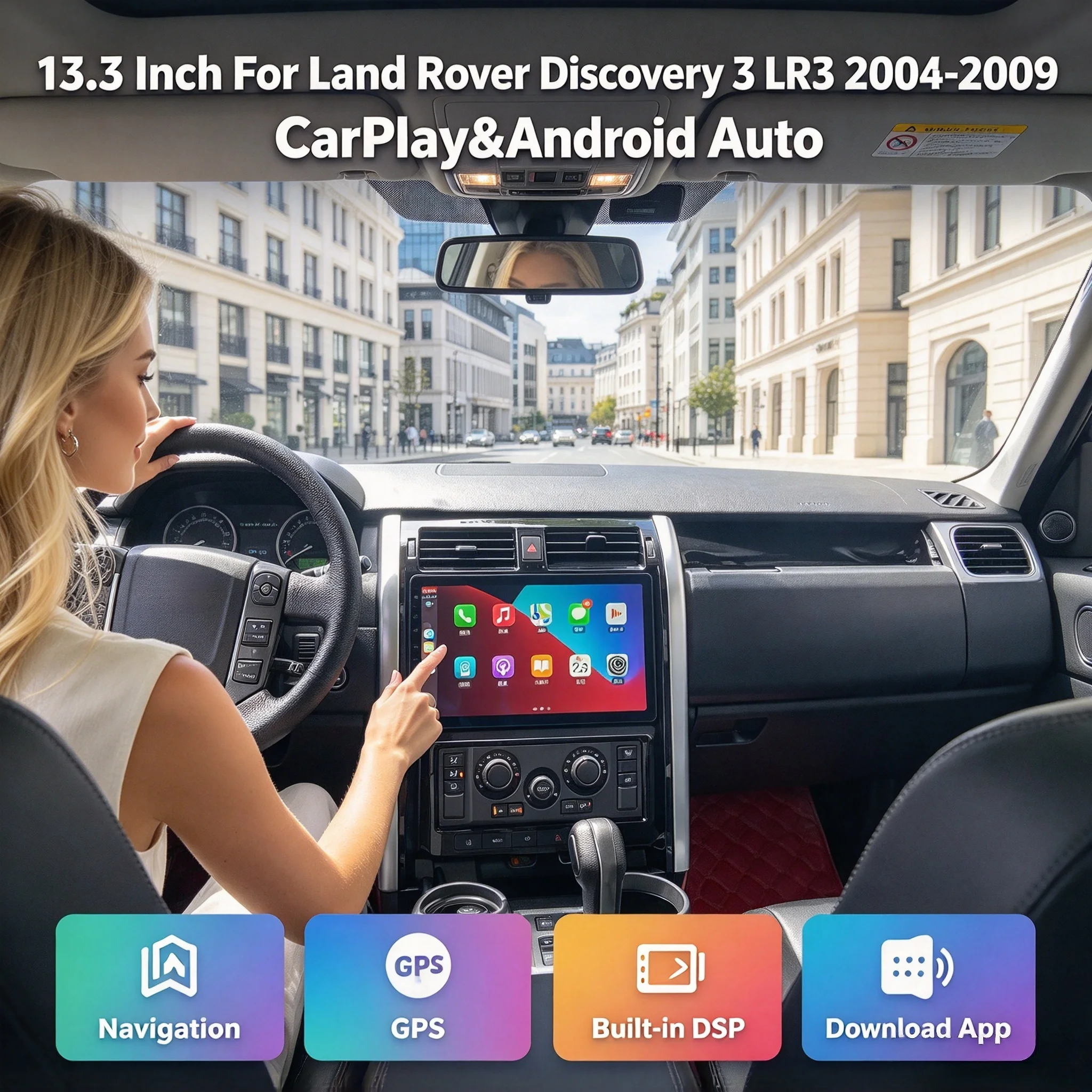 13.3' Android 13 Radio Stereo for Land Rover Discovery 3 LR3 2004-2009 In-Vehicle Intelligent Multimedia Player 8Core CarPlay
