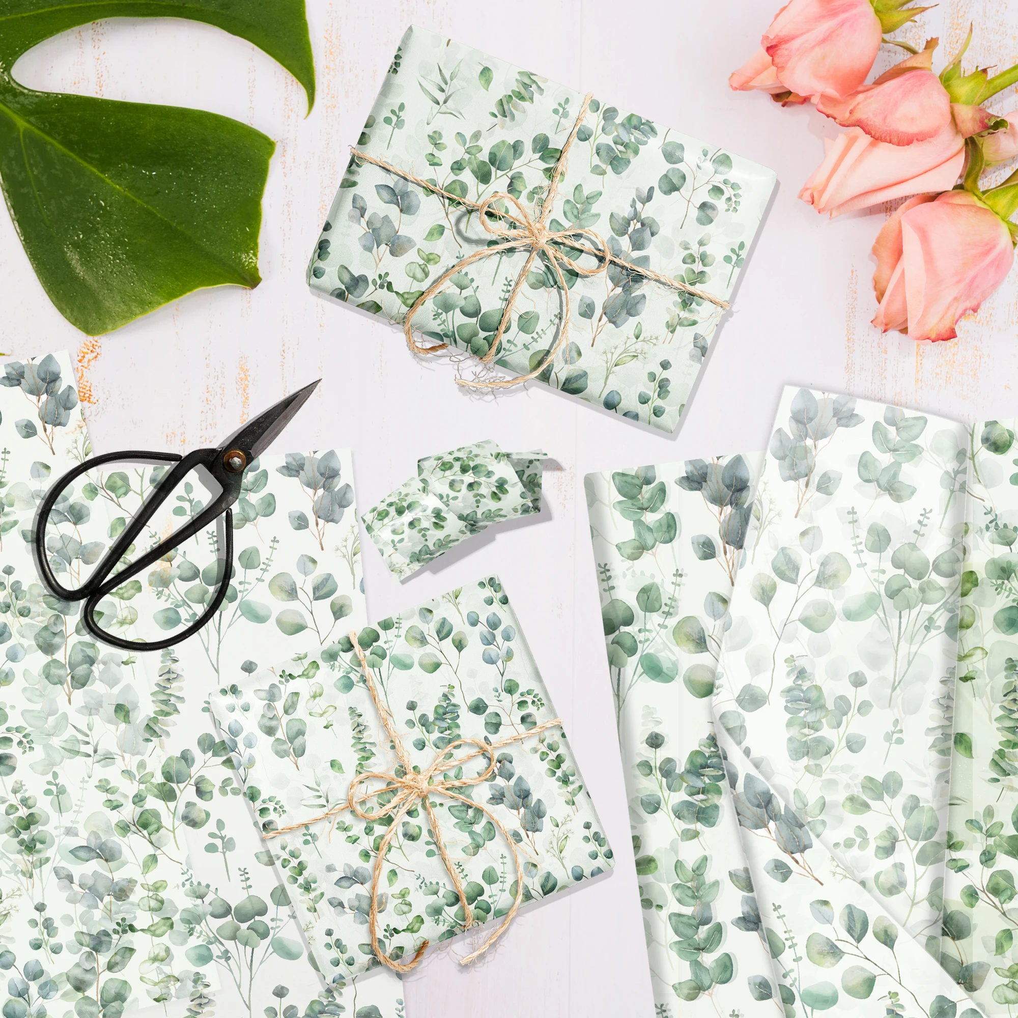 Eucalyptus Leaves Tissue Paper Snow Pear Paper Gift Wrapping Packaging Paper Ideal for Birthdays, Weddings, and Party view 5