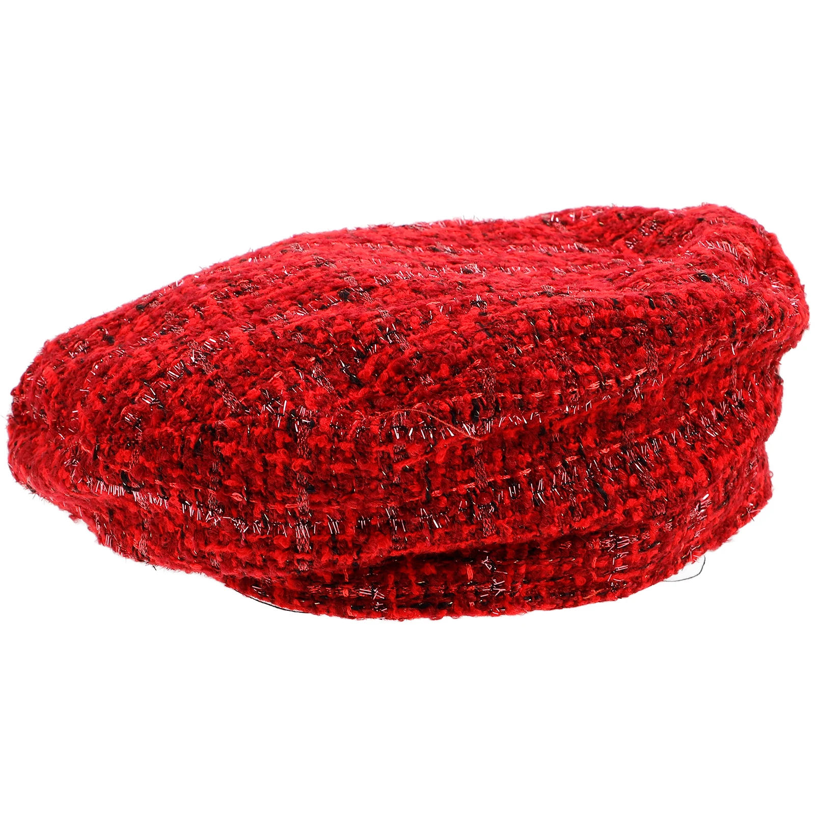 

Vintage Plaid Women French Hat Vintage Plaid Beret Christmas Red Shimmering Fabric Holiday Accessories