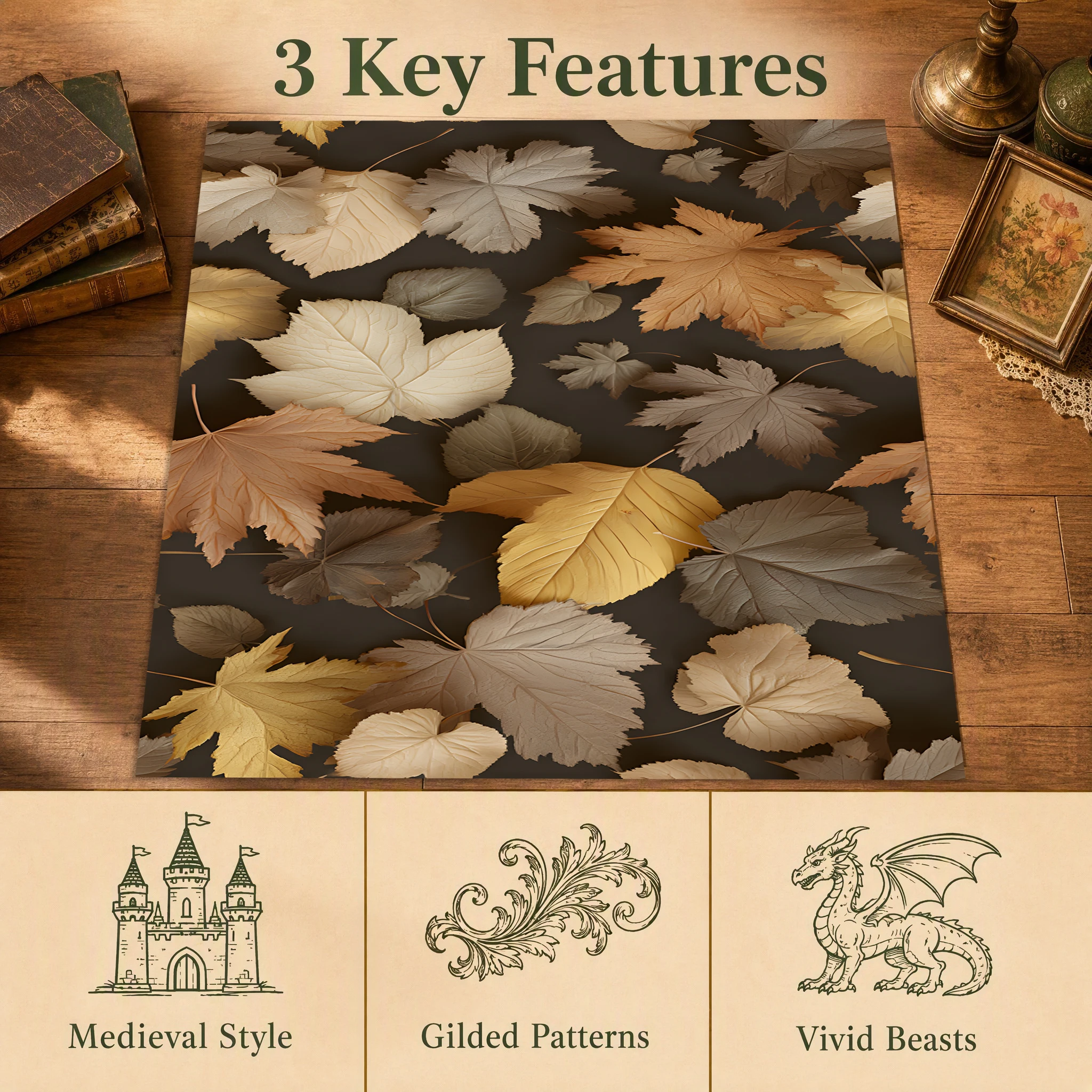 Colorful Autumn Leaves, a Retro and Natural Style for the Living Room and Bedroom; Autumn and Winter Velvet Rugs Create a Warm and Harvest-Like Atmosphere