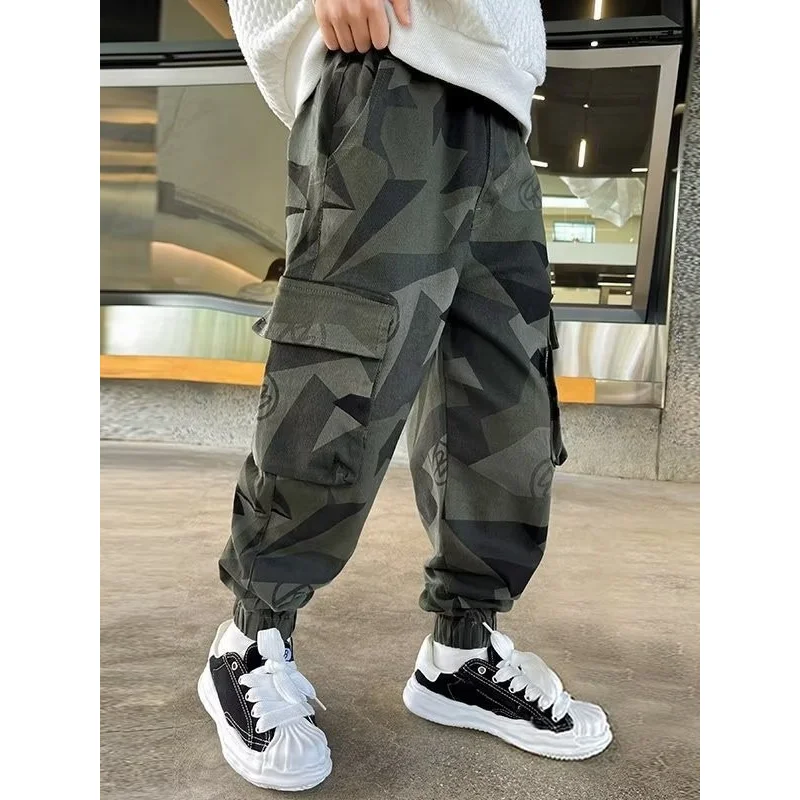 

Boys' Clothing Boys' Pants Spring and Autumn Style Children's Camouflage Cargo Pants Jogger Pants for Older Kids Students Loose