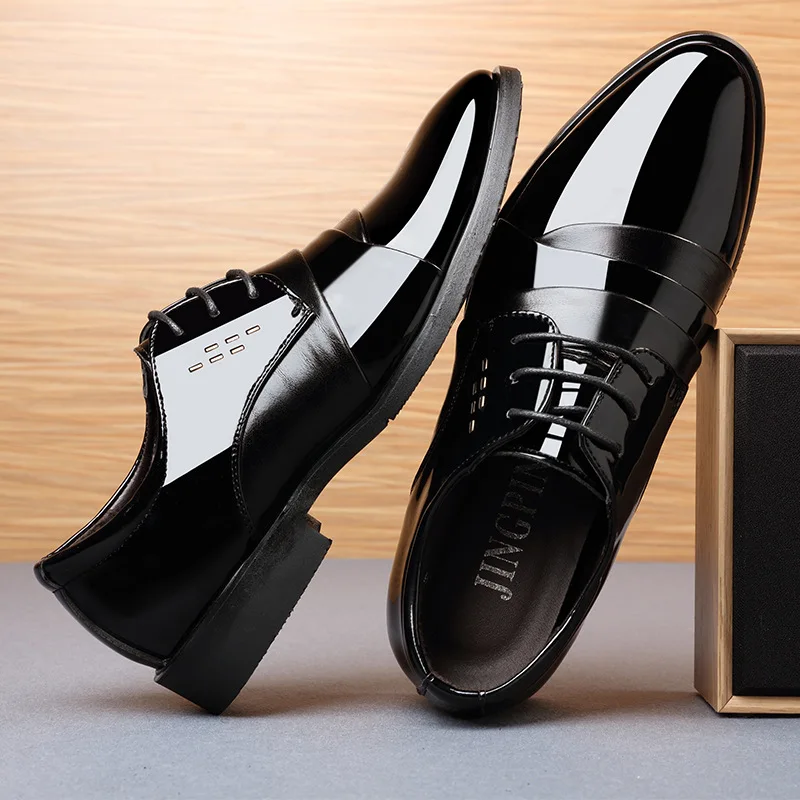 2024 New Fashionable Men\'s Business Dress Le Fu Shoes Pointed Black Shoes Oxford Breathable Formal Wedding Shoes