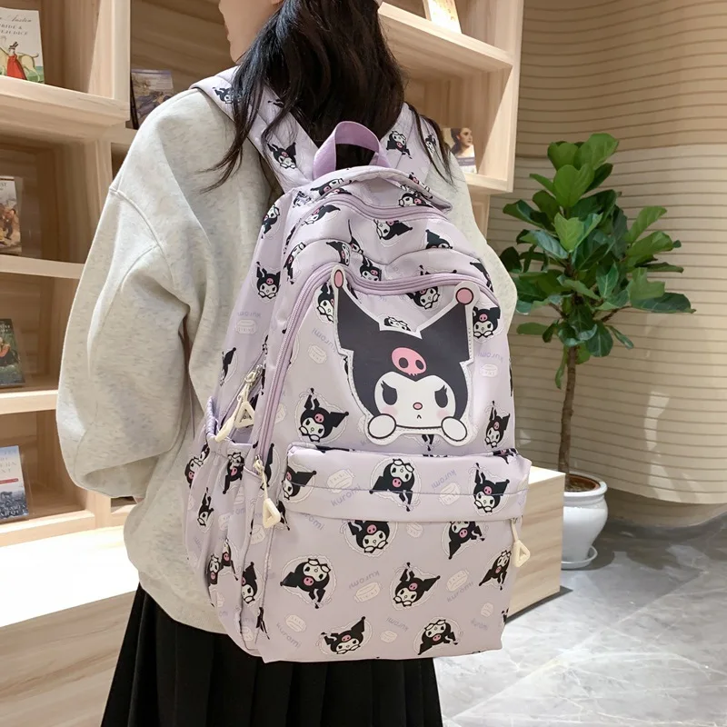 Imagem -03 - Miniso Sanrio Mochila para Mulheres e Meninas Mochila de Estudante Leve Grande Capacidade Alta Qualidade Desenho Animado Elegante