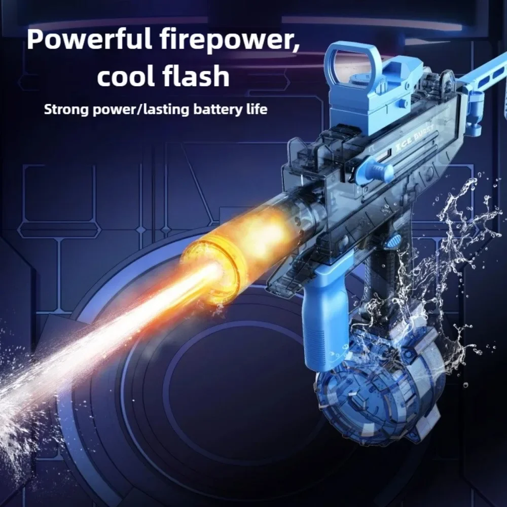 Pistola de agua eléctrica de llama simulada, juguetes con efecto de iluminación y fumar, juego de lucha para piscina y playa al aire libre de verano para adultos y niños