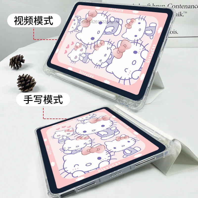 Sanrio Hello Kitty Cinnamoroll Ipad 2022 Air 5 4 3 New Model Three Fold 12.9 Inch ShockProof Case Tablet Ipad Mini 4 5 6 Covers