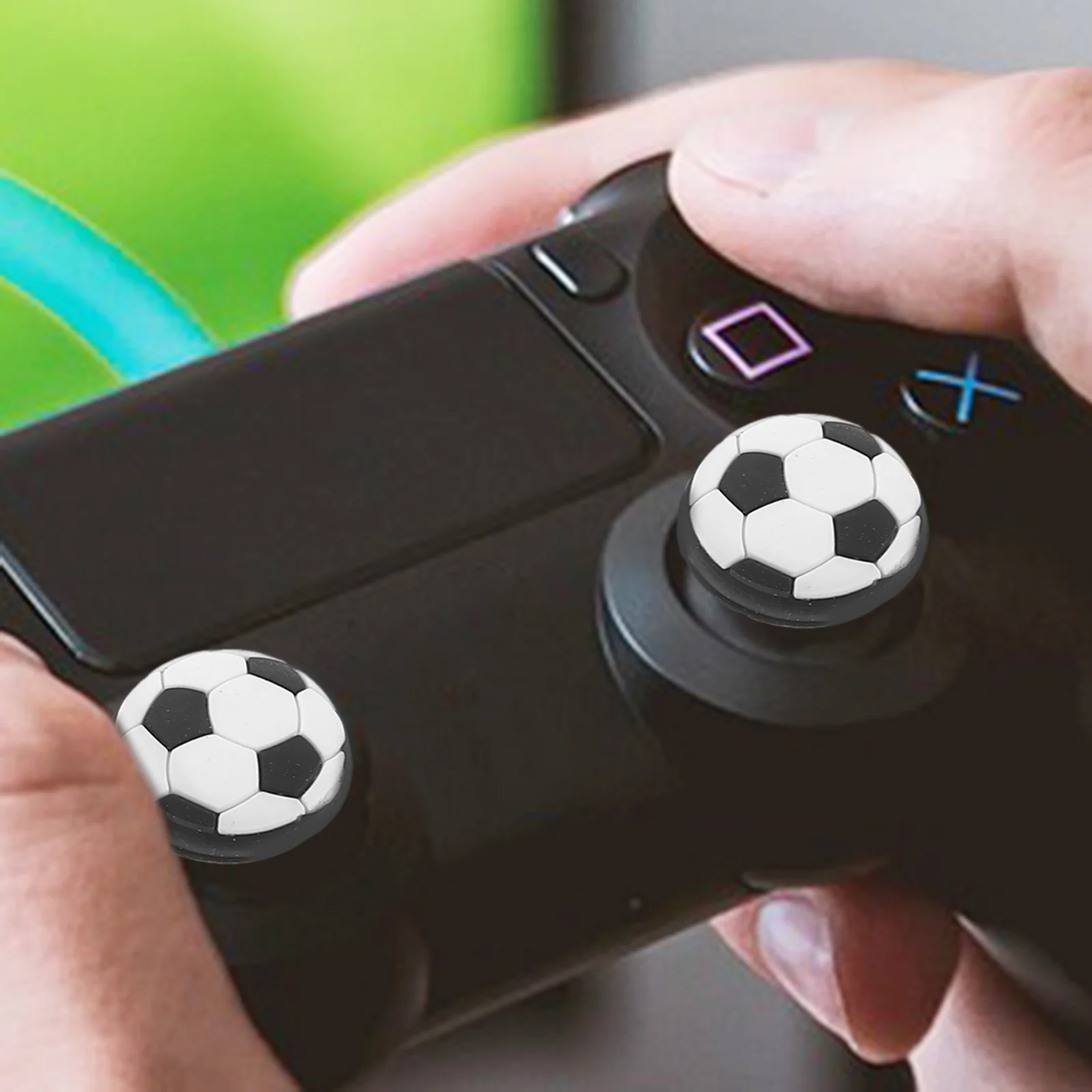 

10Pcs Joystick Thumbstick Caps Silicone Soccer Pattern Durable Grip Improve Game Console Steering Wheel Handle Control