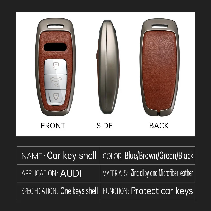 Zinc Alloy Car Remote Key Fob Case Cover Shell For Audi A4 B9 A5 A6 8S 8W Q5 Q7 4M S4 S5 S7 TT TTS TFSI RS Keychain Accessories 6
