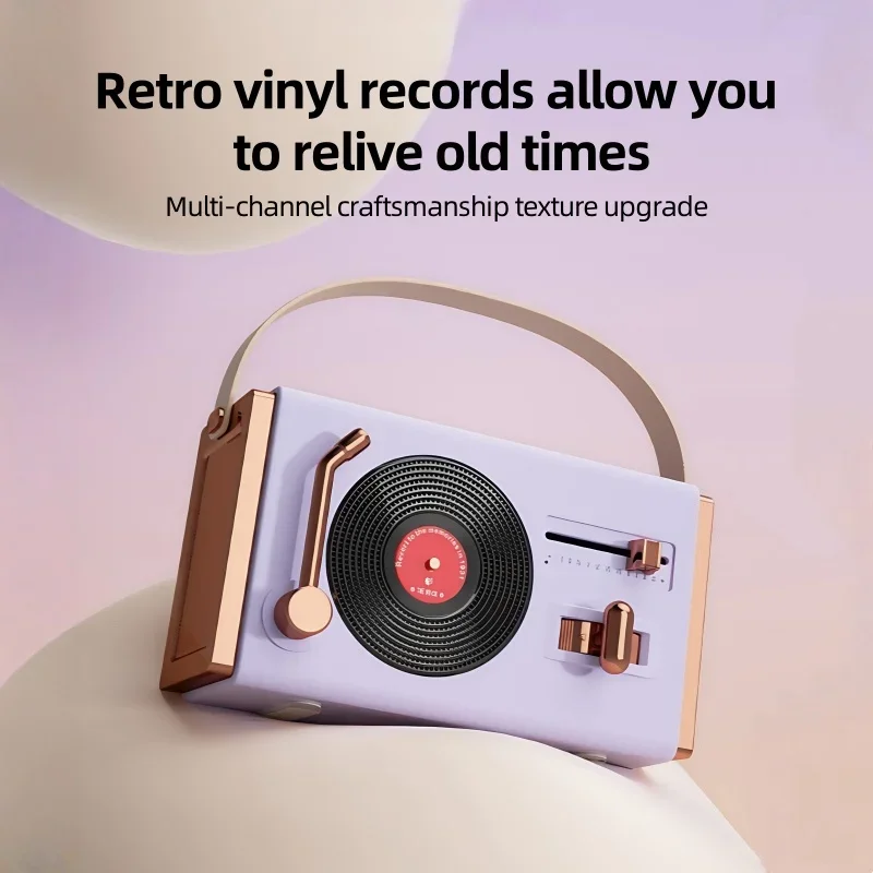 Wireless Bluetooth Caixa De Som Retro Creative Mini Portable Vinyl Record Player Desktop Noise Cancelling Speakers Plug-in Drive