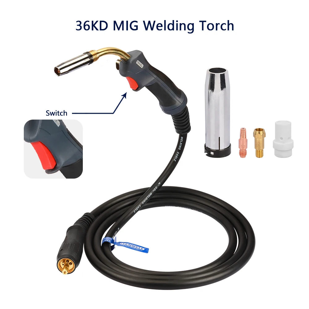 

36KD 320A Mig Welding Torch Binzel Type Air Cooled Euro Plug for Industrial Welding Machine Torch 3M/9.84Ft European Connector