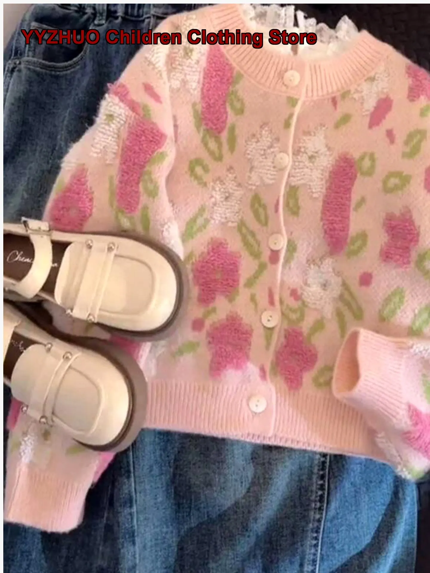 Girls Knit Cardigan V-Neck Long Sleeves Solid Color Trendy Outwear Young Teens Spring Autumn Wear Kids Older Kids
