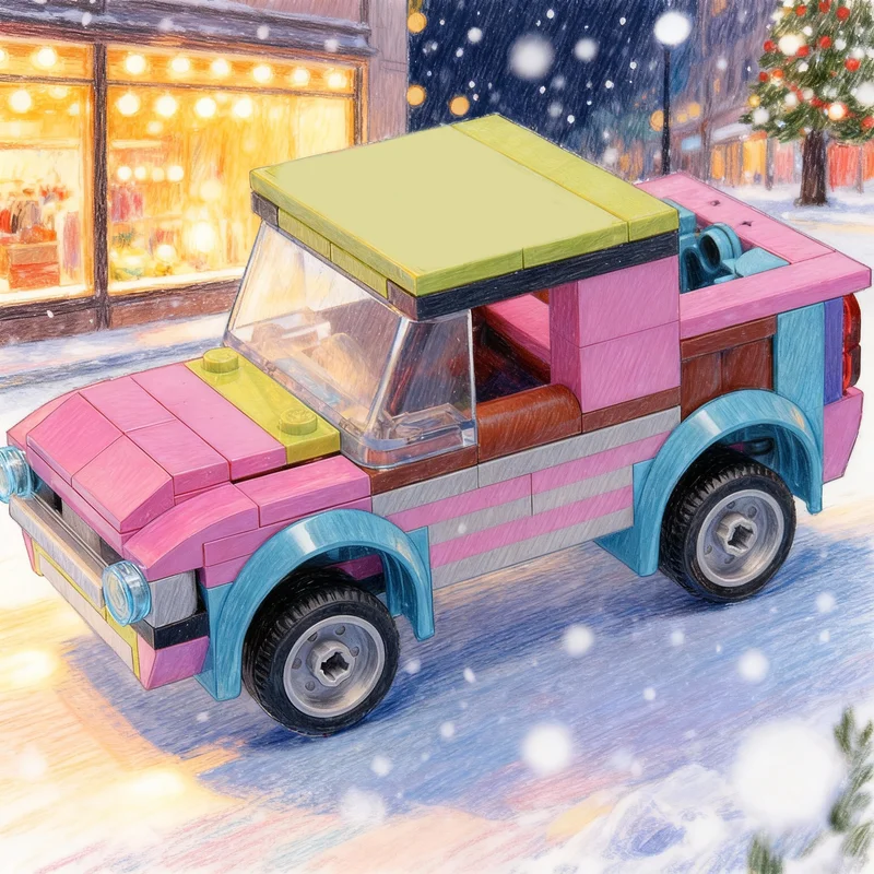 

Набор строительных блоков MOC Icons: Модель автомобиля Burger Safari, 169 деталей. Конструктор для детей. Рождественский подарок. Креативная развивающая игрушка.