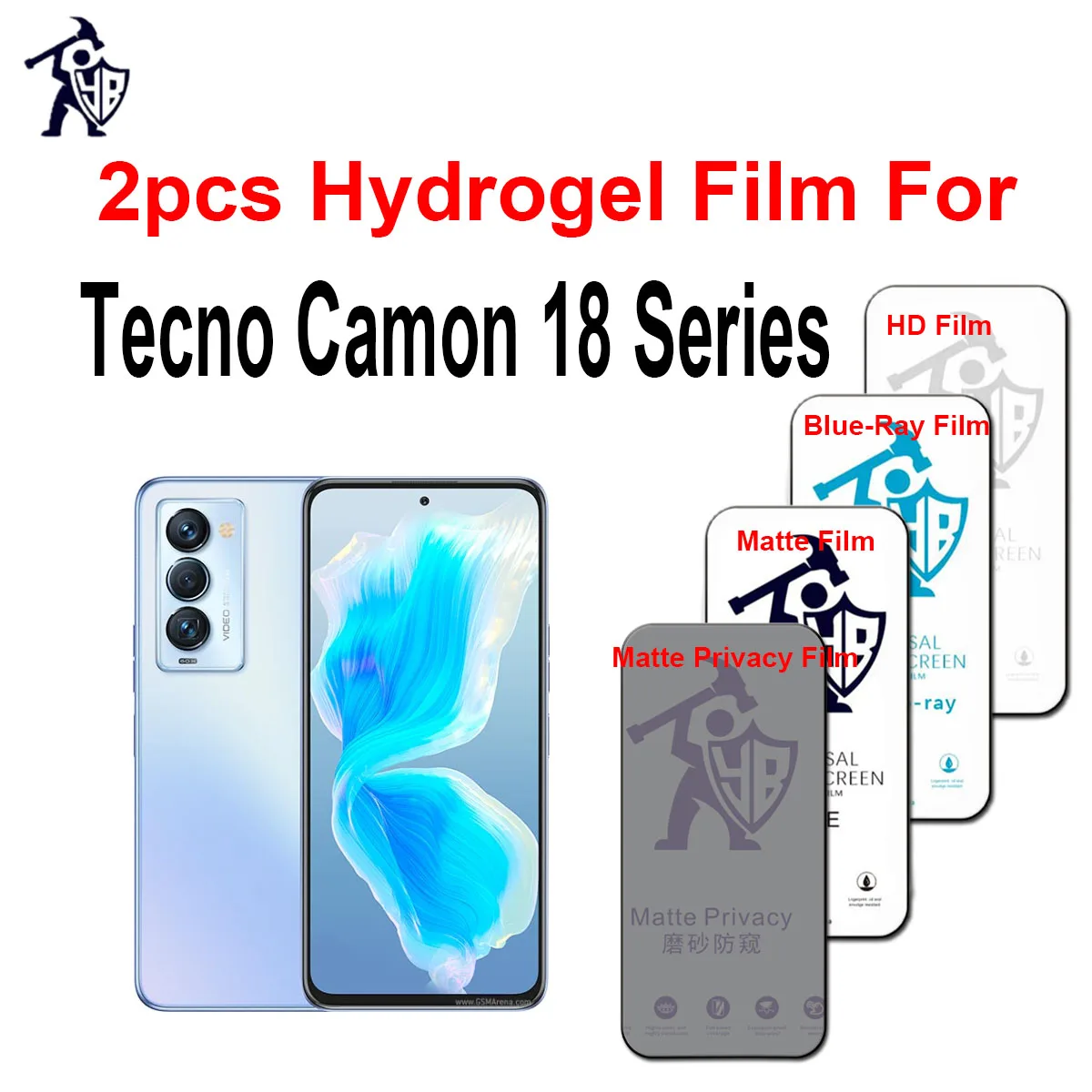 2pcs Matte Hydrogel Film For Tecno Camon 18 Premier HD Screen Protector For Tecno Camon 18 18T 18i 18P Blueray/Privacy Film