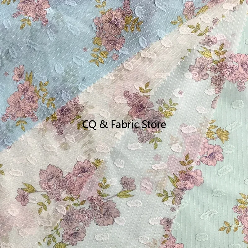 الشيفون الجاكار مخطط النسيج زهرة ورقة نمط الطباعة الرقمية النسيج DIY بها بنفسك المرأة قميص النسيج