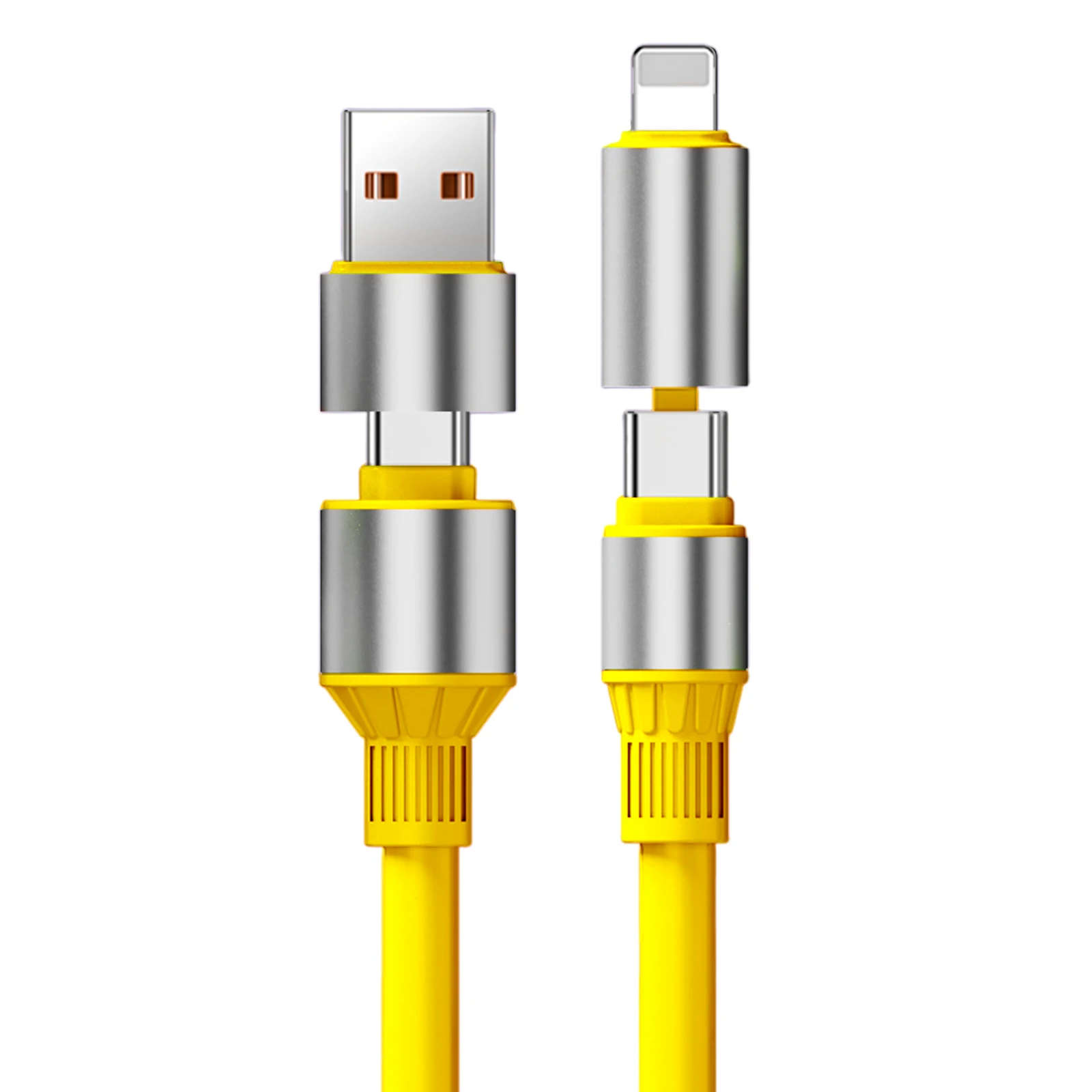 4 In 1 60W Fast Charging Cable for iPhone15 16 17 Android USB Type C Charger Cable Multi Port Multiple USB Charging Wire Line