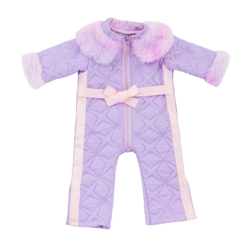 Stylish Bowknot Overalls Coat For 18/16 Inch Girl Winter Wear Clothing Girl Coat Furry Collar Drop shipping