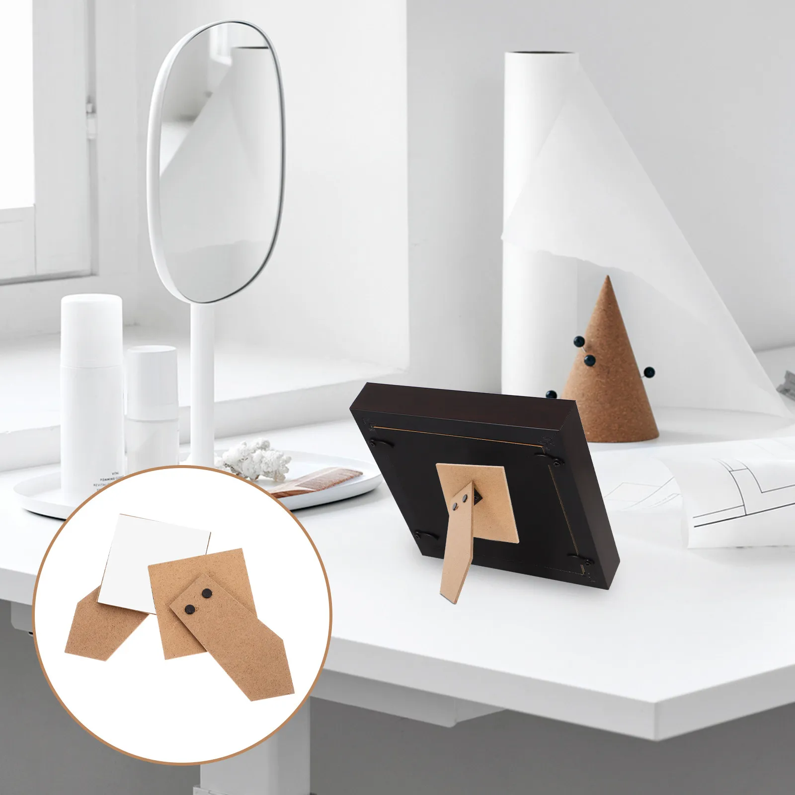 

2Pcs Picture Frame Easel Back Cardboard Self Adhesive Foldable Support Board DIY Photo Frame Backing for Canvas Paintings