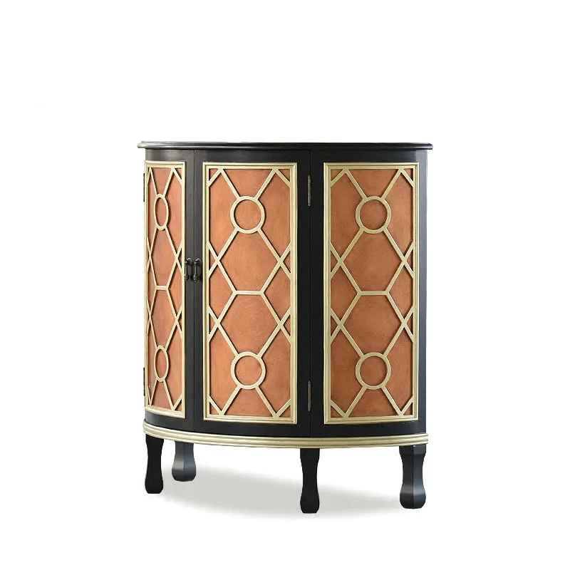 

American European-style porch cabinet furniture living room birch double door semi-round porch cabinet locker